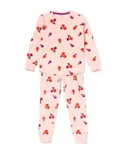 Kinderpyjama Velours Kirsche rosa