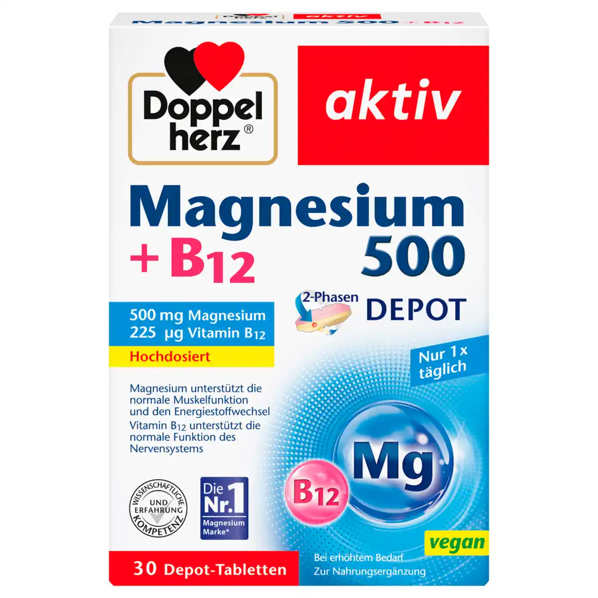Bild 1 von Doppelherz Magnesium 500 +B12 30 Stück