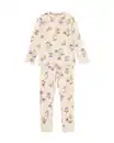 Bild 1 von Kinderpyjama gerippt mit Blumen eierschalenfarben