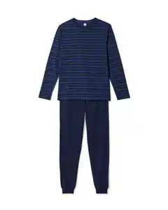 Herrenpyjama, gestreift dunkelblau
