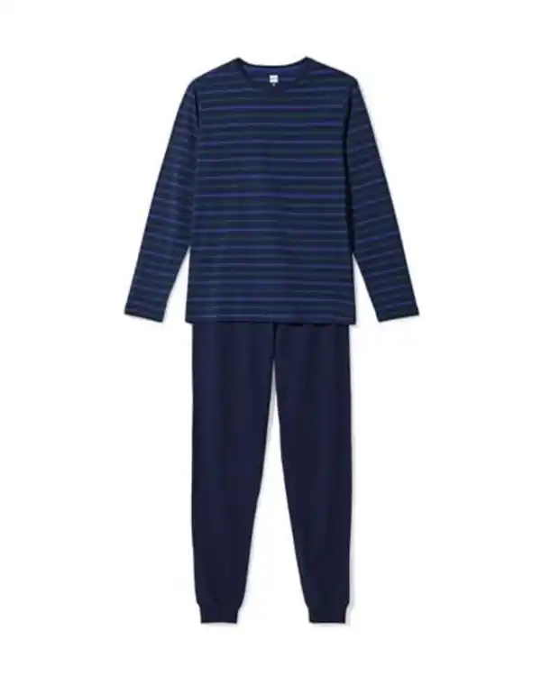 Bild 1 von Herrenpyjama, gestreift dunkelblau