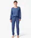 Bild 1 von Damenpyjama, Waffelstruktur mittelblau
