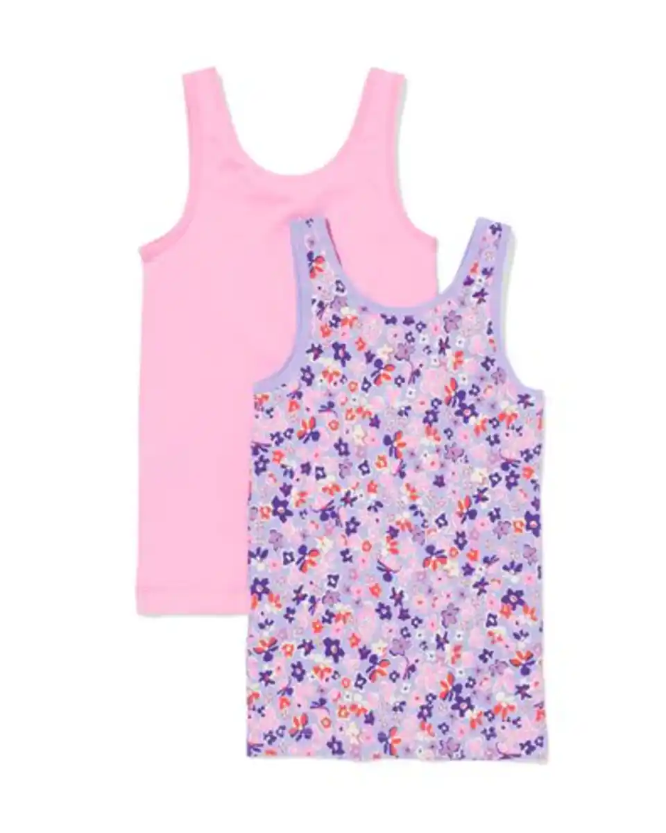 Bild 4 von Kinder-Unterhemden aus Baumwollstretch, Blumen – 2 Stück rosa