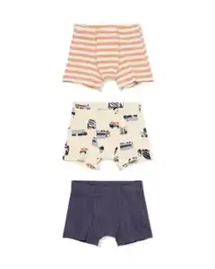 Kinder-Boxershorts Auto – 3 Stück eierschalenfarben