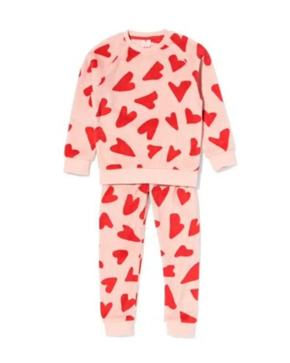 Bild 1 von Kinderpyjama, Fleece, Herzen rosa