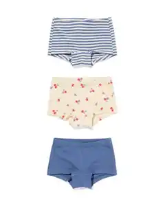 Kinder-Boxershorts aus Baumwollstretch, Kirsche – 3 Stück blau