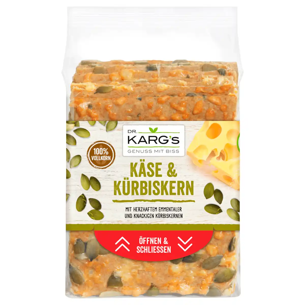 Bild 1 von Dr. Karg's Vollkorn-Knäckebrot Käse & Kürbiskern 200g