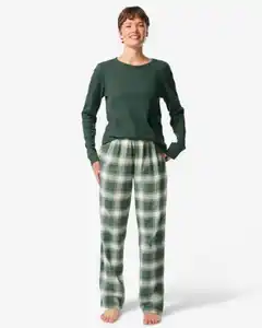 Damenpyjama kariert dunkelgrün