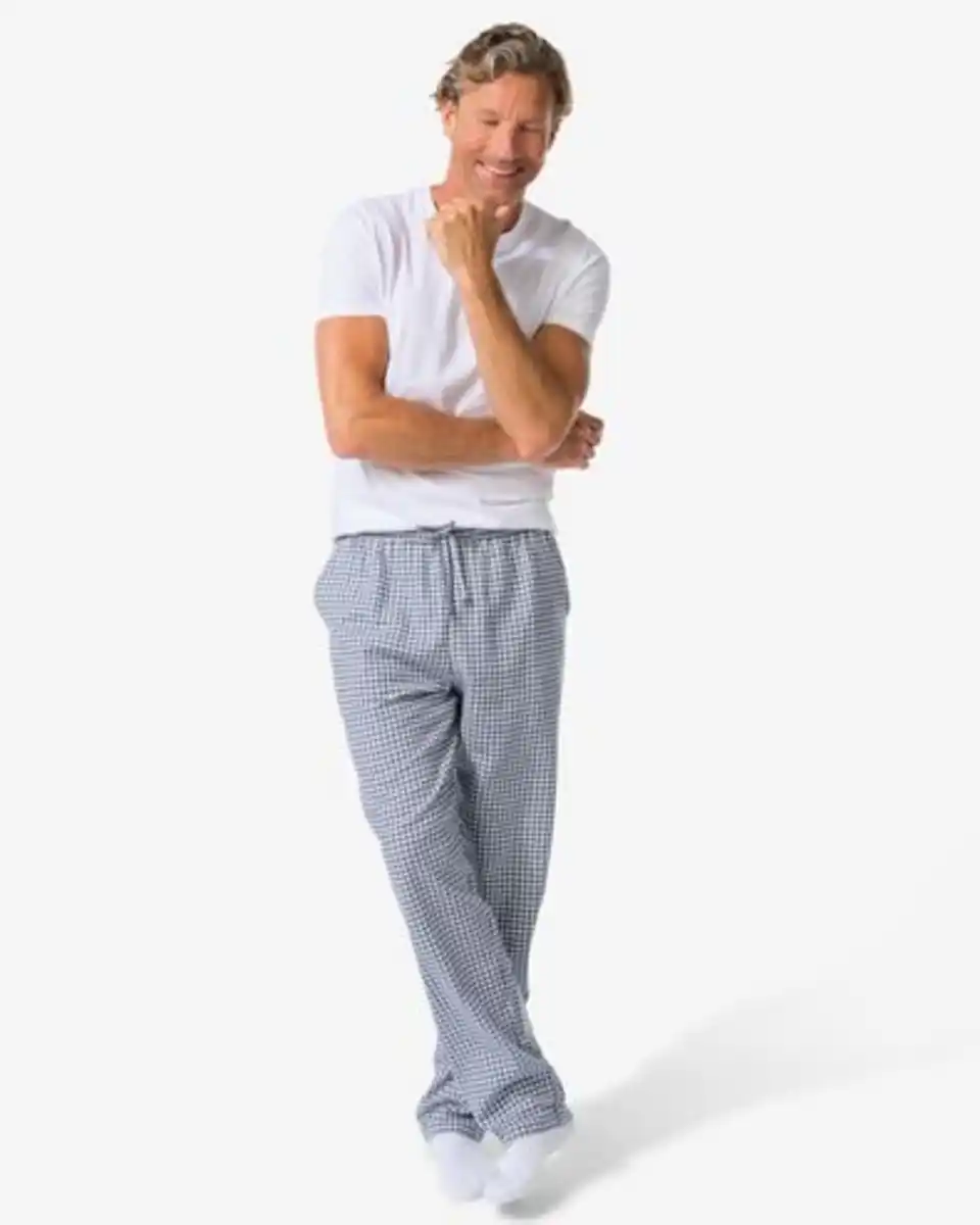 Bild 1 von Herrenpyjamahose aus Flanell, kariert dunkelblau