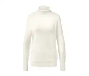 Feinstrick-Rollkragenpullover, cremeweiĂź