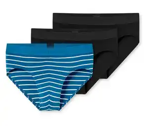 3 SCHIESSER Rio-Slips schwarz, blau-weiß gestreift