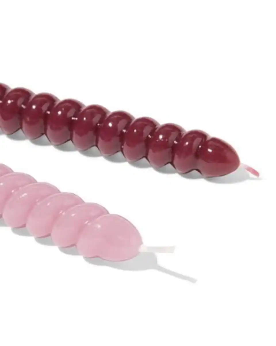 Bild 3 von Haushaltskerzen, Ø 2,2 × 25 cm, gedreht, rosa – 4 Stück