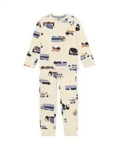 Kinderpyjama Auto eierschalenfarben