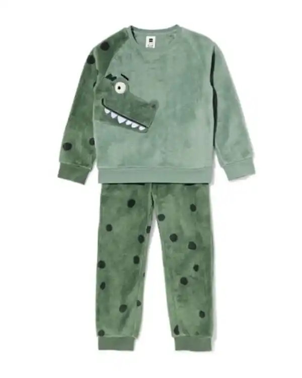 Bild 1 von Kinderpyjama Fleece Dino dunkelgrün