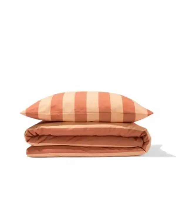 Bild 3 von Bettbezug 140 x 200/220 cm weiche Baumwolle gestreift Pfirsich