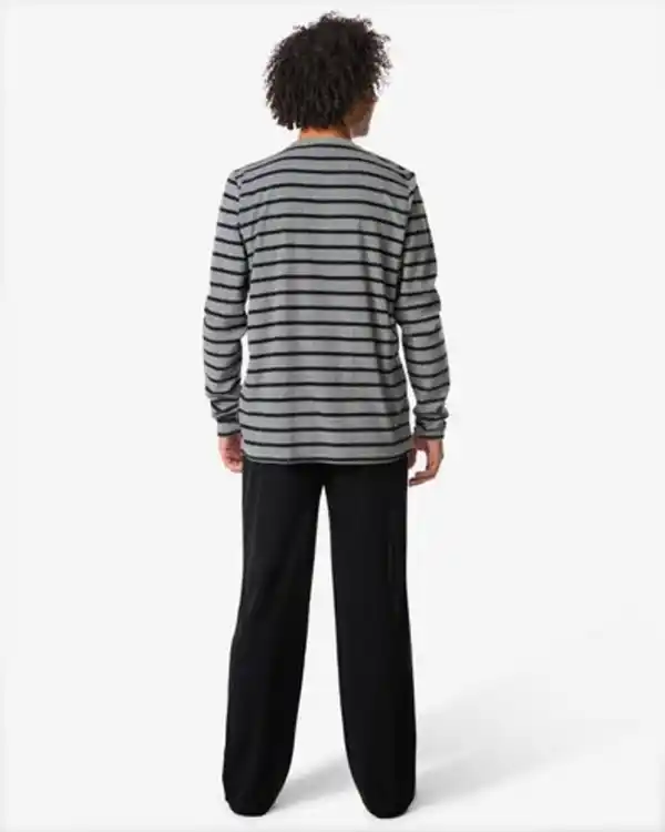 Bild 4 von Herrenpyjama Terry, gestreift schwarz