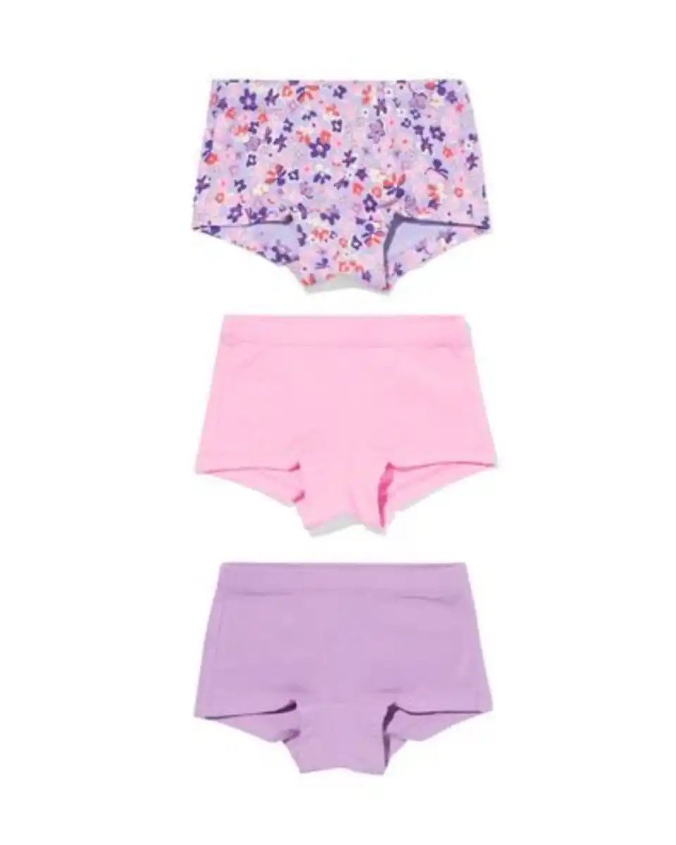 Bild 1 von Kinder-Boxershorts aus Baumwollstretch, Blumen – 3 Stück rosa