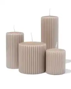 Stumpenkerze gerippt naturfarben