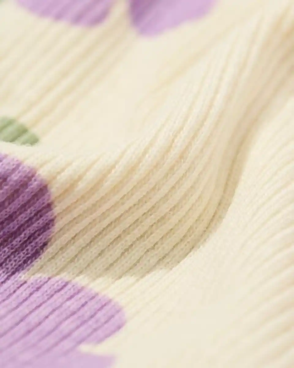 Bild 3 von Kinderpyjama gerippt mit Blumen eierschalenfarben