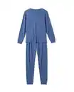 Bild 2 von Damenpyjama, Waffelstruktur mittelblau