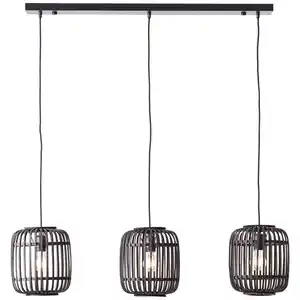 Hängeleuchte Woodrow Dunkelbraun max. 60 Watt, Schwarz, Dunkelbraun