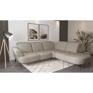 Sit & More Ecksofa Dance E, Taupe, Textil, 5-Sitzer, Ottomane rechts, L-Form, 302x270 cm, Goldenes M, Oeko-Tex® Standard 100, Made in Europe, DGM-Klimapakt, Rücken echt, Armteil links, Wohnzimmer,