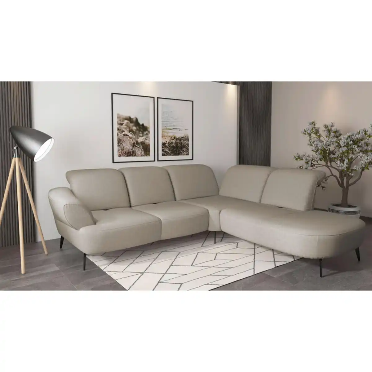 Bild 1 von Sit & More Ecksofa Dance E, Taupe, Textil, 5-Sitzer, Ottomane rechts, L-Form, 302x270 cm, Goldenes M, Oeko-Tex® Standard 100, Made in Europe, DGM-Klimapakt, Rücken echt, Armteil links, Wohnzimmer,