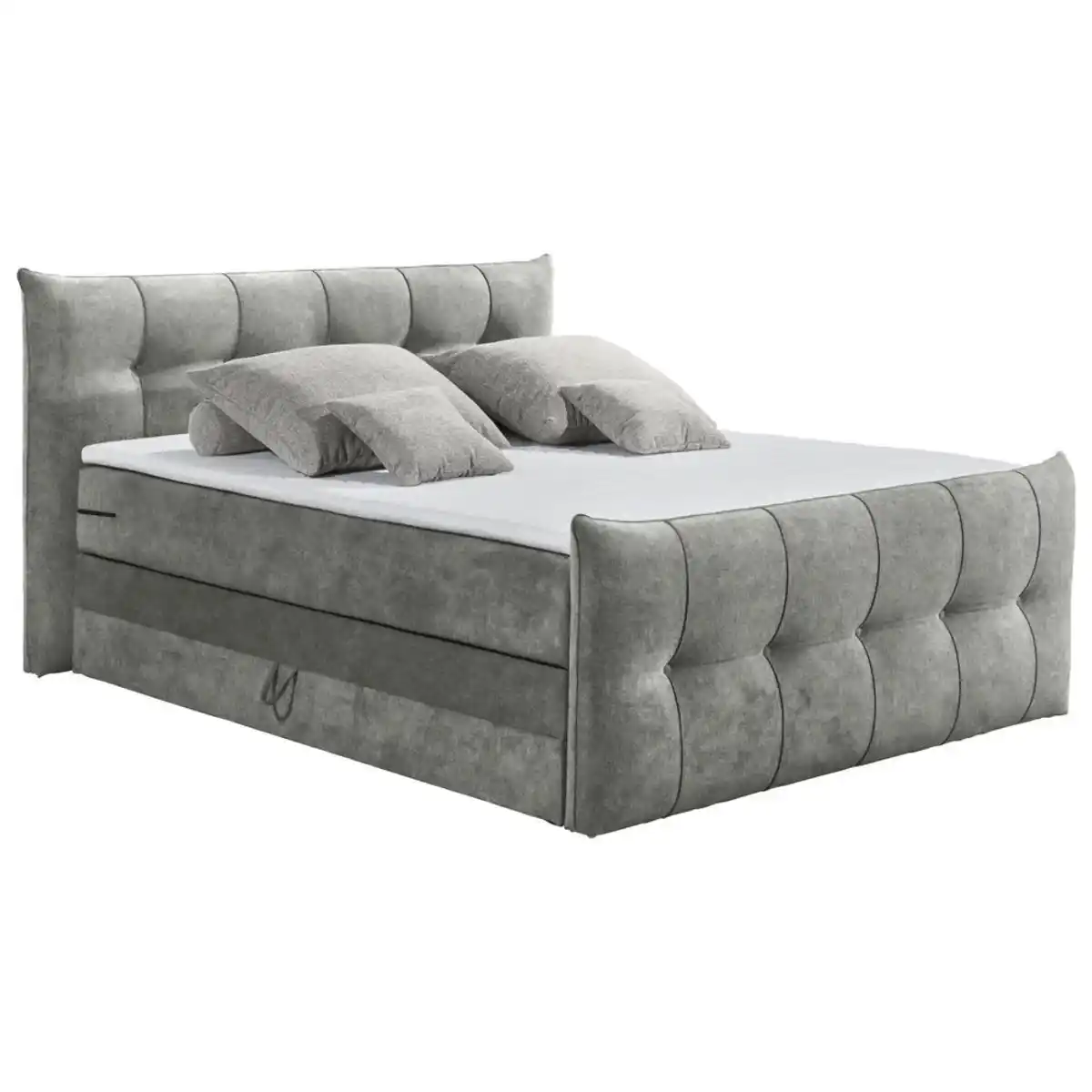 Bild 1 von Esposa Boxspringbett, Grau, Textil, H3 + H4, 7-Zonen, Höhe ca. 18 cm, 180x200 cm, Topper durchgehend, Wendematratze mit unterschiedlichen Härtegraden, Matratze geteilt, Schlafzimmer, Betten, Doppel