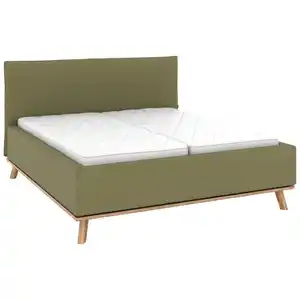 Musterring Polsterbett, Olivgrün, Textil, Birke, Buche,Esche, massiv, H2, Höhe ca. 20 cm, 180x200 cm, Reach, atmungsaktiv,in verschiedenen Größen erhältlich,Mittelgurt, verstellbar, Schlafzimmer