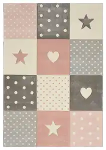 Kinderteppich Pastel Kids Grau/Hellrosa ca. 160x230cm, Grau, Hellrosa