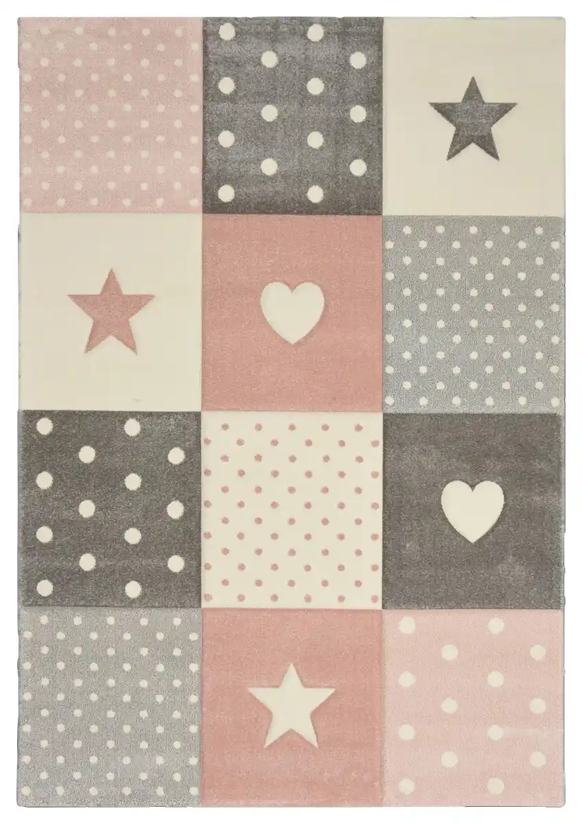 Bild 1 von Kinderteppich Pastel Kids Grau/Hellrosa ca. 160x230cm, Grau, Hellrosa