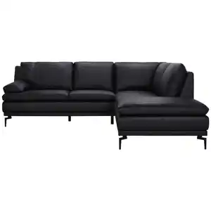 Mid.you Ecksofa, Schwarz, Leder, Echtleder, Büffelleder, 248x221 cm, Wohnzimmer, Sofas & Couches, Sofas, Ledersofas