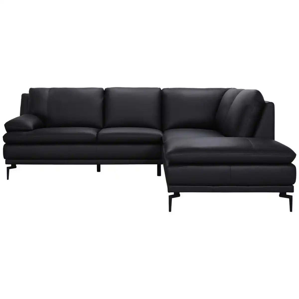Bild 1 von Mid.you Ecksofa, Schwarz, Leder, Echtleder, Büffelleder, 248x221 cm, Wohnzimmer, Sofas & Couches, Sofas, Ledersofas