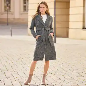 Damen-Mantel mit Salz- und Pfeffer-Optik