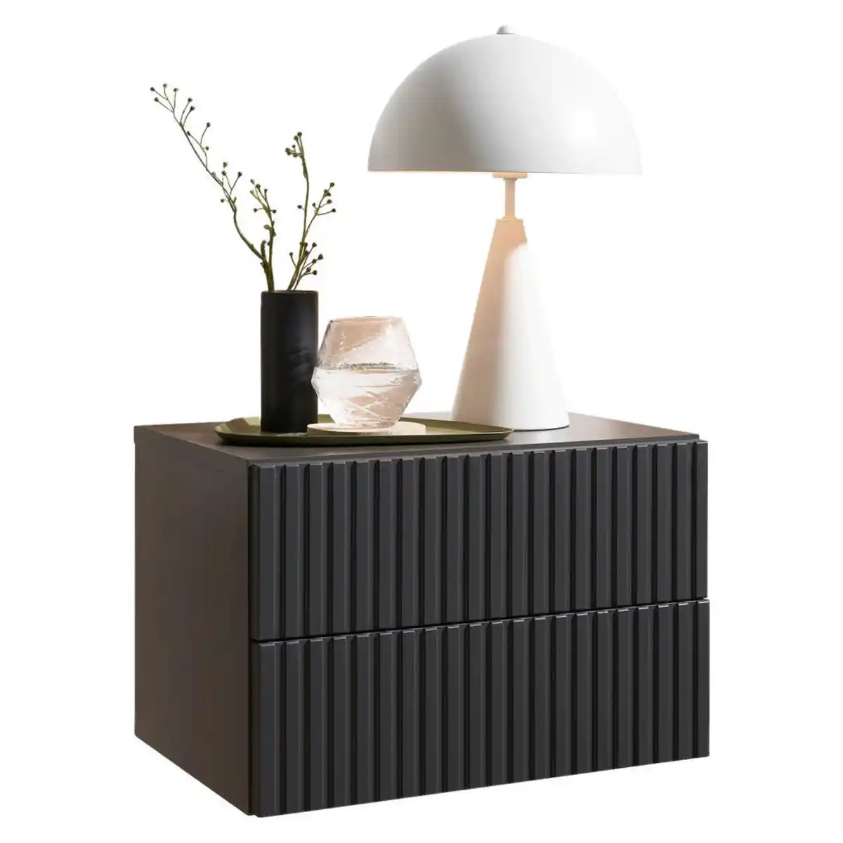 Bild 1 von Boxxx Nachtschrank, Graphit, Holzwerkstoff, 2 Schubladen, 42x28x30 cm, hängend, Schlafzimmer, Nachttische