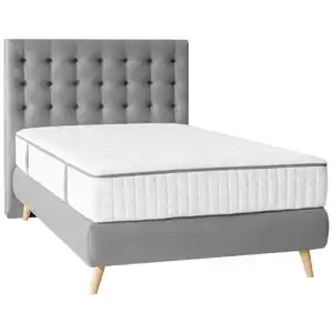 Welnova Boxspringbett, Hellgrau, Textil, H3, 7-Zonen, Höhe ca. 25 cm, 120x200 cm, gepolstertes Kopfteil, Stoffauswahl, in verschiedenen Größen erhältlich, Schlafzimmer, Betten, Boxspringbetten