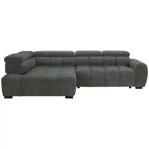 Welnova Ecksofa, Blau, Braun, Textil, 4-Sitzer, Ottomane links, 297x205 cm, Rücken echt, elektrischer Sitzvorzug, Wohnzimmer, Sofas & Couches, Wohnlandschaften