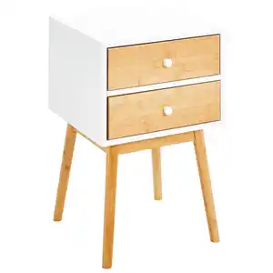 Xora Nachtschrank, Natur, Weiß, Holz, Kiefer, massiv, 2 Schubladen, 40x61.5x40 cm, Typenauswahl, Schlafzimmer, Nachttische