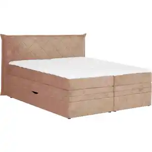 Welnova Boxspringbett, Hellrosa, Textil, H4, 7-Zonen, Höhe ca. 17 cm, 180x200 cm, gepolstertes Kopfteil, in verschiedenen Größen erhältlich, Härtegradauswahl, Schlafzimmer, Betten, Doppelbetten