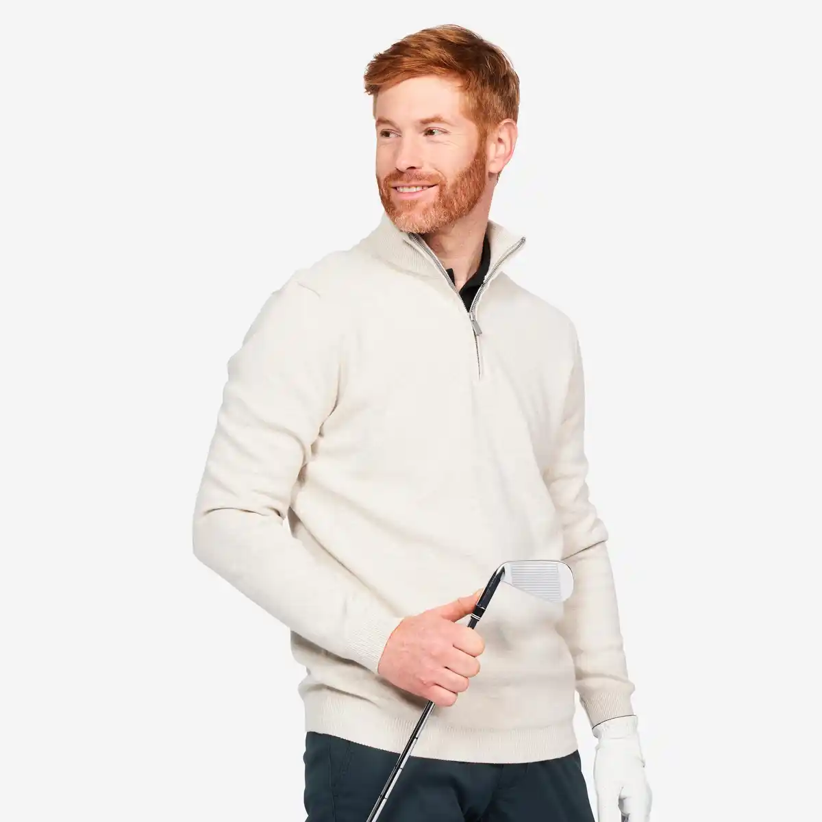 Bild 1 von INESIS Herren Golfpullover Kurzreissverschluss - MW500 natur