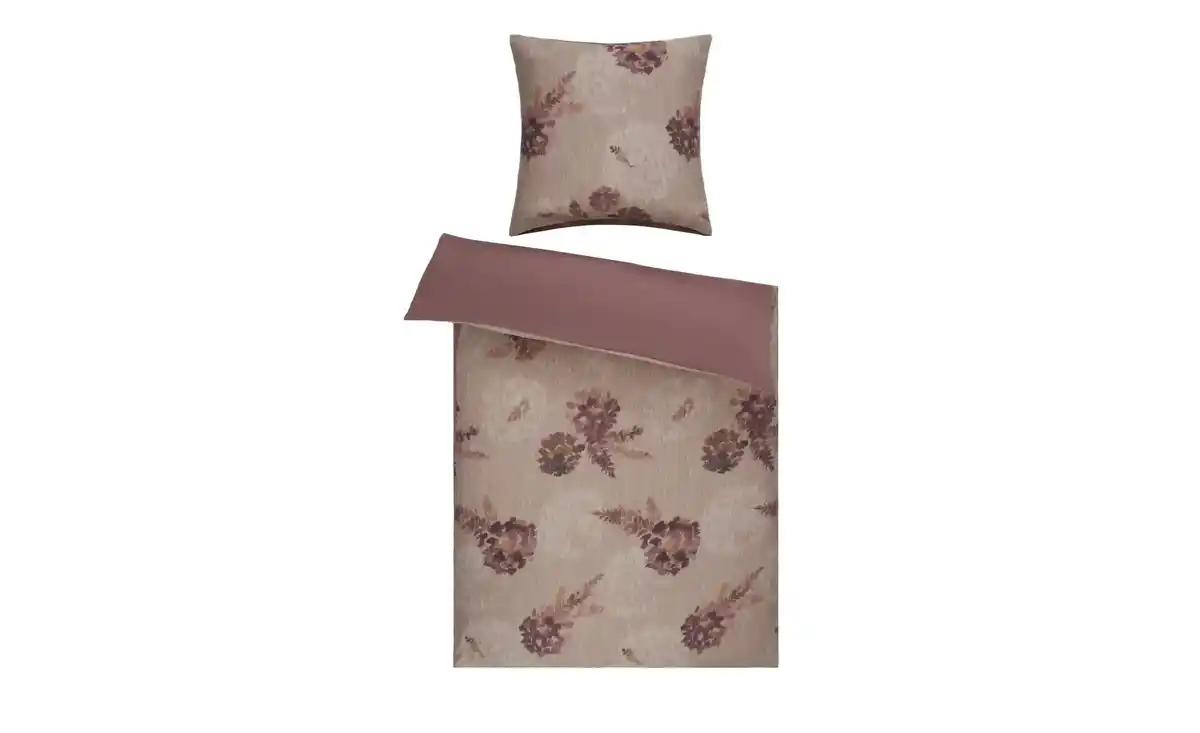 Bild 1 von Como Green Satin Wende-Bettwäsche  Bloom ¦ beige ¦ Maße (cm): B: 135 Bettwaren > Bettwäsche-Sets > Ganzjahresbettwäsche - Möbel Kraft