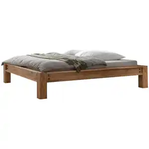 Hasena Balkenbett, Braun, Eiche, Holz, Eiche, massiv, Höhe ca. 22 cm, 160x200 cm, in verschiedenen Größen erhältlich, Schlafzimmer, Betten, Doppelbetten