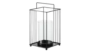 HOME STORY Windlicht mit Glaseinsatz   ¦ schwarz ¦ Metall,Glas ¦ Maße (cm): H: 24,5  Ø: 15.0 Dekoration > Laternen & Windlichter - Möbel Kraft