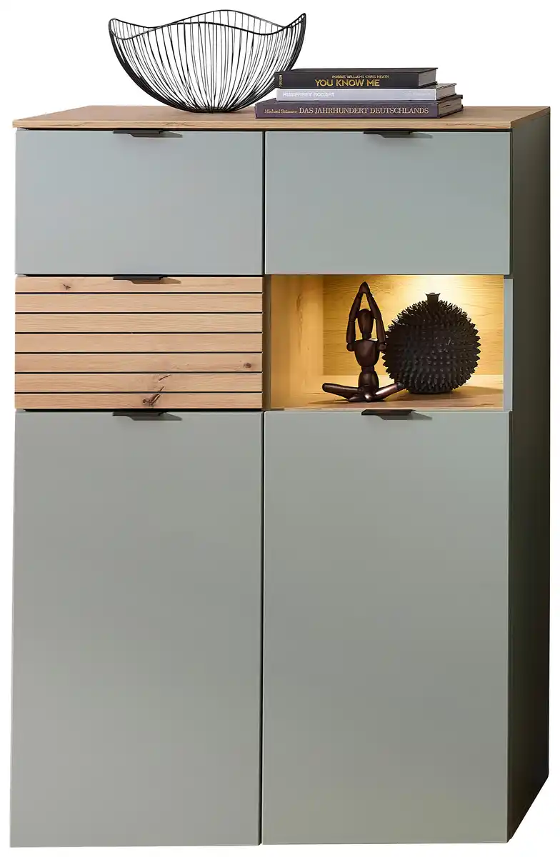 Bild 1 von Highboard Memphis Grün/Eiche Artisan, Grün, Eiche Artisan