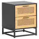 Bild 1 von Livetastic Nachtschrank, Schwarz, Metall, Wiener Geflecht, 2 Schubladen, 45x56x45 cm, Schlafzimmer, Nachttische