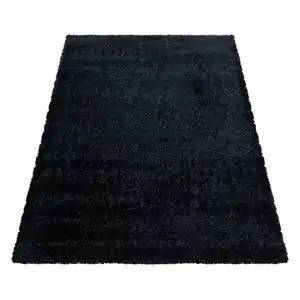 Hochflorteppich Brilliant Schwarz ca. 240x340cm, Schwarz