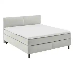 Beldomo - Sleep Boxspringbett, Beige, Textil, H3, 5-Zonen, Höhe ca. 18 cm, 200x200 cm, Goldenes M, Made in EU, gepolstertes Kopfteil, Federkernmatratze, Topper durchgehend, in verschiedenen Größen