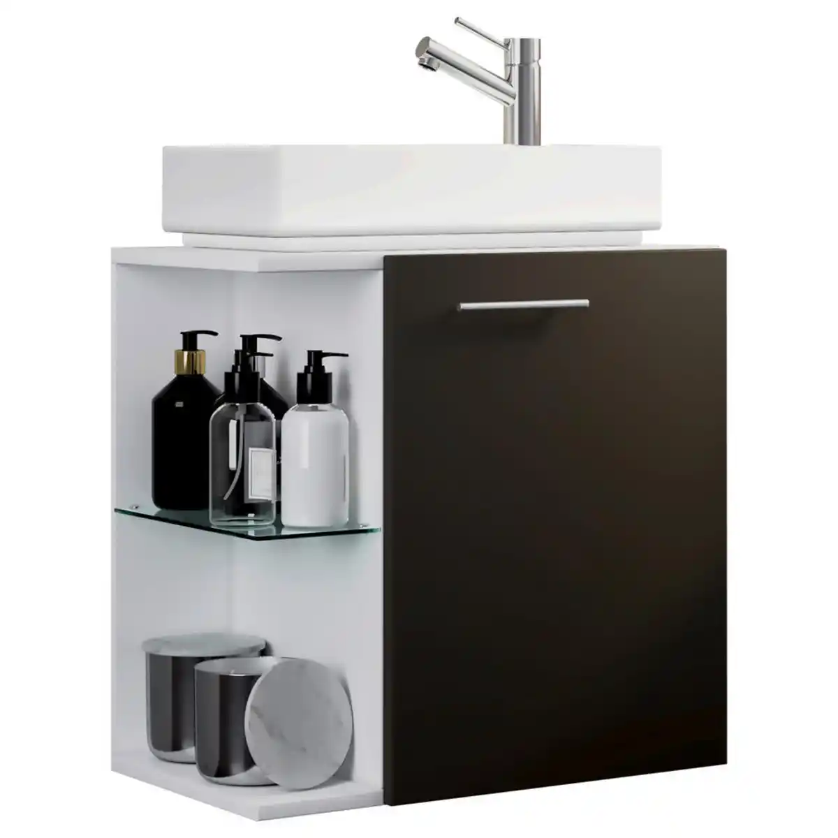 Bild 1 von Mid.you Waschtischkombi, Anthrazit, Weiß, Kunststoff, 2 Fächer, 52 cm, hängend, Badezimmer, Waschbecken & Armaturen, Waschtische