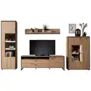 Bild 1 von Mid.you Wohnwand Skopje, Anthrazit, Eiche, Metall, 5 Fächer, 2 Schubladen, 359x210x50 cm, Made in EU, Wohnzimmer, Wohnwände, Anbauwände