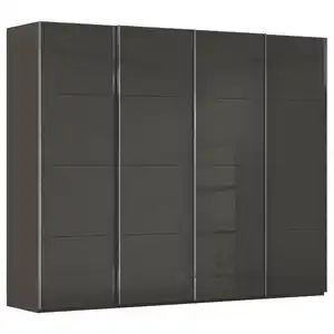 Novel Schwebetürenschrank Saligo, Graphit, Schwarz, Metall, 8 Fächer, 271x235x68 cm, Made in Germany, Beimöbel erhältlich, in verschiedenen Holzdekoren erhältlich, Schlafzimmer, Kleiderschränke